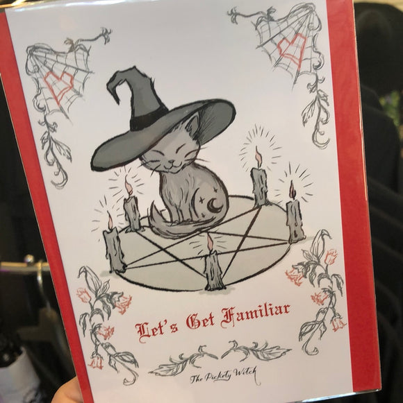 Valentine’s Card - Let’s Get Familiar -  Witch Circle - Black Cat