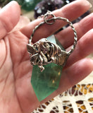 The Green Faerie Crystal Pendant - Fluorite Point - Silver - Dragonfly Clasp