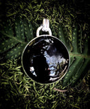 Magick Mirror Pentagram Pendant - Onyx & Sterling Silver - Theban Witches' Alphabet