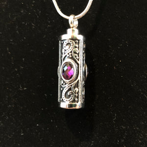 Memorial Necklace - Ashes / Cremated Remains Keepsake - Inlaid Gem