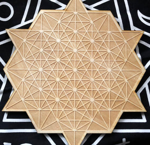 Star Tetrahedron Crystal Grid - Engraved Wooden Birch Altar Grid - Merkaba