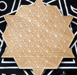 Star Tetrahedron Crystal Grid - Engraved Wooden Birch Altar Grid - Merkaba
