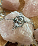 The Green Faerie Crystal Pendant - Fluorite Point - Silver - Dragonfly Clasp